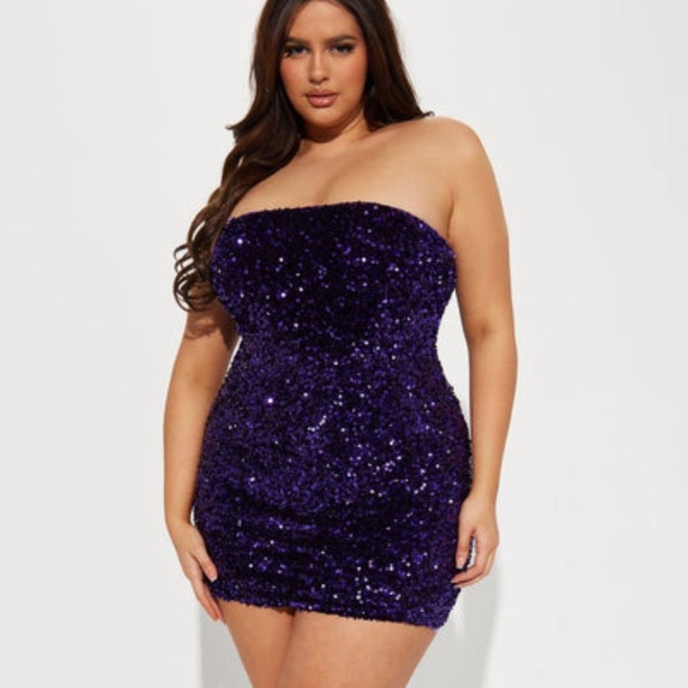 Fashion Nova Kara Sequin Mini Tube Dress sz XL